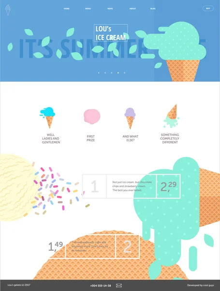 Sitio web helado plantilla rosa — Archivo Imágenes Vectoriales