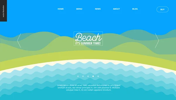 夏季海滩景观背景横幅模板 — 图库矢量图片