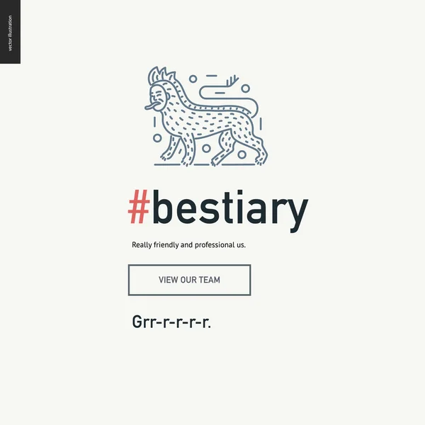 Bestiary block website template — Stock Vector