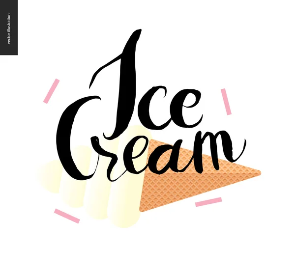 Ijsje belettering en icecream — Stockvector