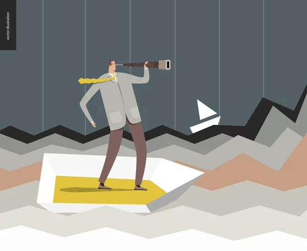 Teknede teleskoplu işadamı