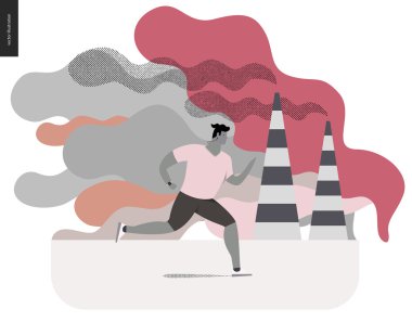 Duman içinde koşan genç adam