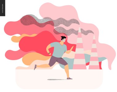 Duman içinde koşan genç adam