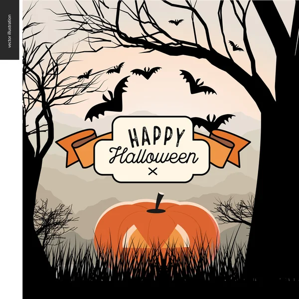 Happy Halloween illustarted poster — Stock Vector