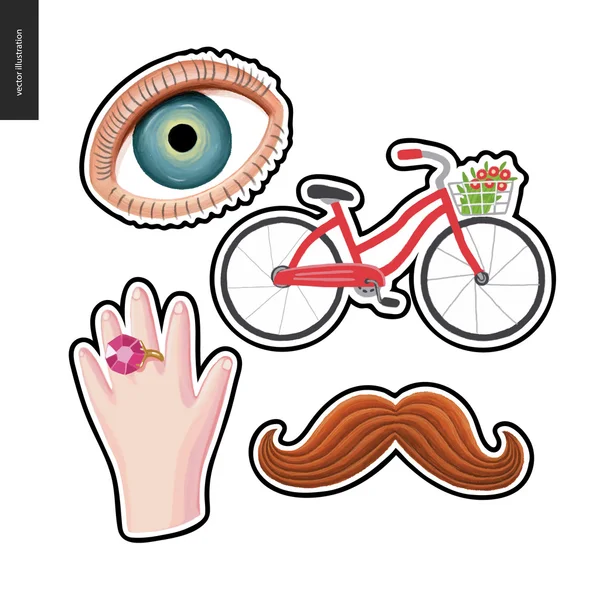 Patches hand drawn set — Stock Vector