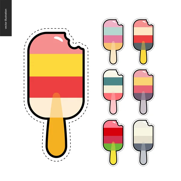 Patches Popsicle conjunto desenhado à mão —  Vetores de Stock