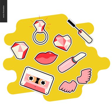 Patches hand drawn set clipart