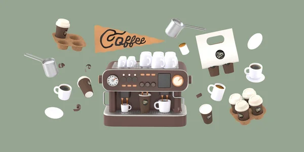 Кофейня 3D иллюстрации — стоковое фото