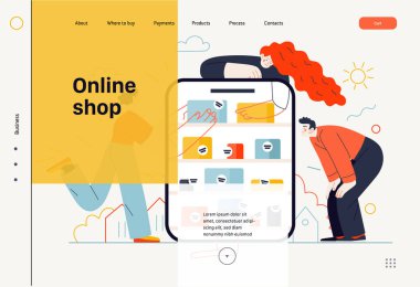 İş konuları - çevrimiçi alışveriş, web şablonu