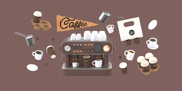 Coffeeshop 3D Illustration — Stockfoto