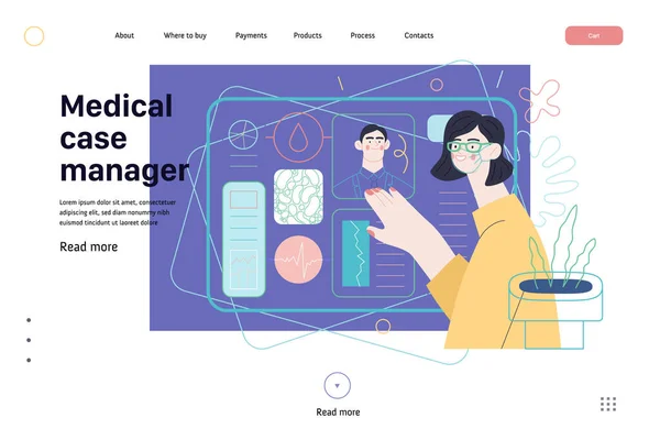 Modèle d'assurance médicale - gestionnaire de cas médical — Image vectorielle