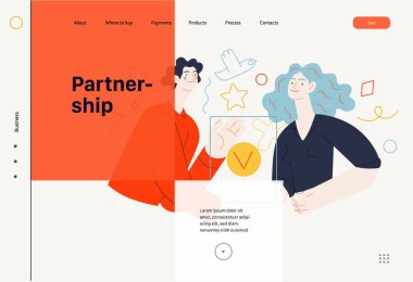 İş konuları - ortaklık, web şablonu