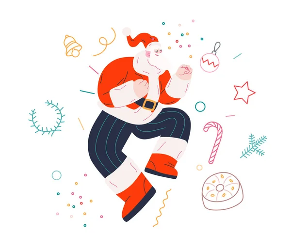 Dans eden Noel Baba - Noel ve Yeni Yıl Partisi — Stok Vektör