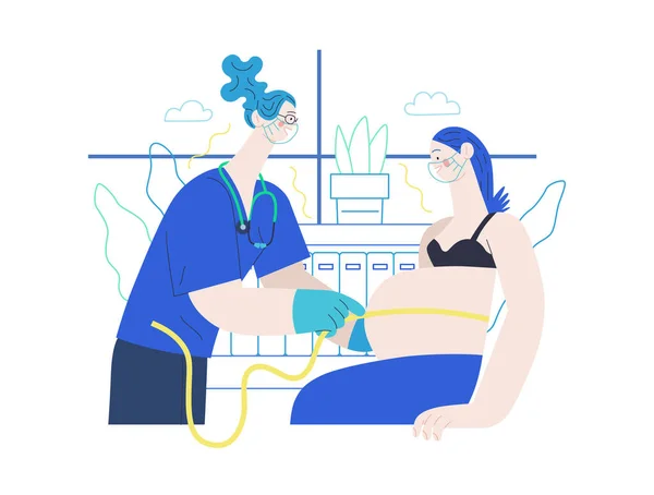Illustration d'assurance médicale - couverture grossesse de routine — Image vectorielle