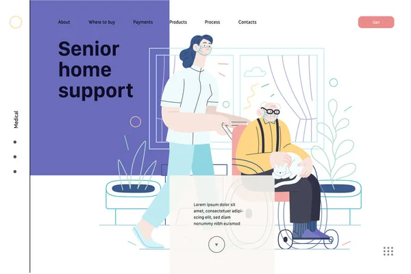 Szablon ubezpieczenia zdrowotnego - senior home support — Wektor stockowy