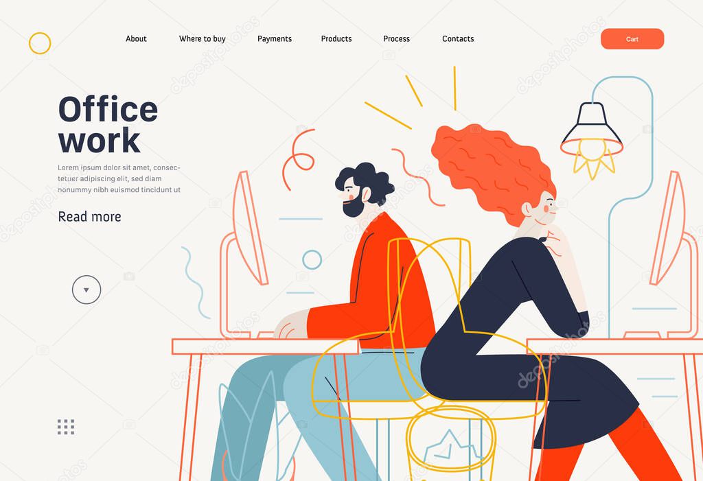 Business topics - office work, web template