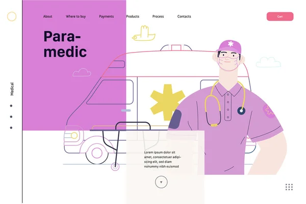 Template voor medische verzekering - ambulancevervoer en noodevacuatie — Stockvector