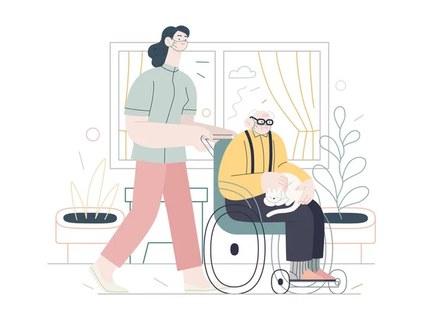 Sağlık sigortası şablonu - yaşlılar için ev desteği — Stok Vektör