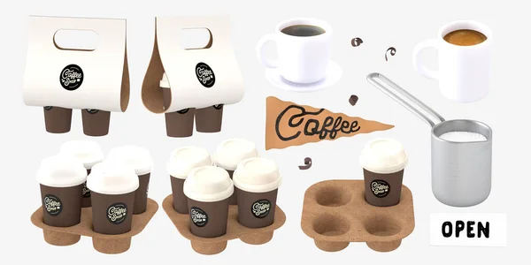 Kaffebutik 3D illustartion — Stockfoto