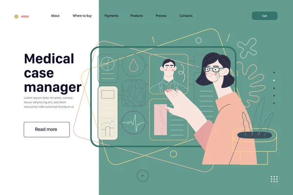 医療保険テンプレート – 医療ケースマネージャー — ストックベクタ