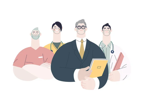 Ilustração do seguro médico - administrador hospitalar —  Vetores de Stock