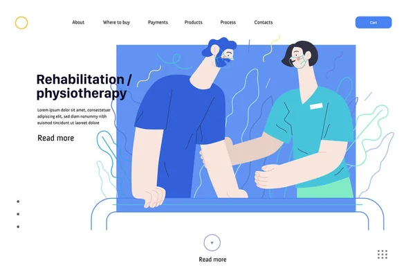 Ilustración del seguro médico - rehabilitación y fisioterapia — Vector de stock