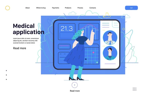 Modèle d'assurance médicale - application médicale — Image vectorielle