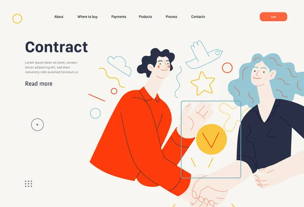 Zakelijke onderwerpen - partnerschap, webtemplate — Stockvector