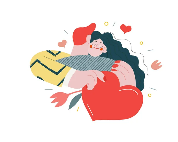 Abrazando pareja - gráficos de San Valentín — Archivo Imágenes Vectoriales