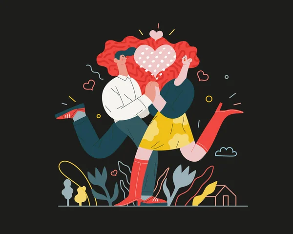 사랑하는 부부 - 발렌타인 그래픽 — 스톡 벡터