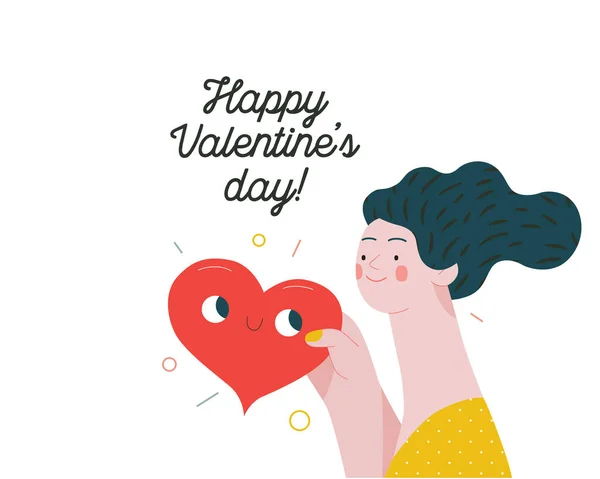 Mujer dando un corazón - Valentine graphics — Vector de stock