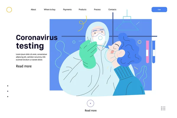 医疗检测网页模板- COVID-19测试 — 图库矢量图片
