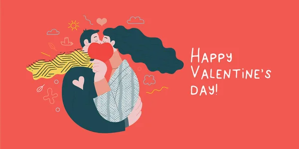 Cuplu în dragoste - Grafica Valentine — Vector de stoc