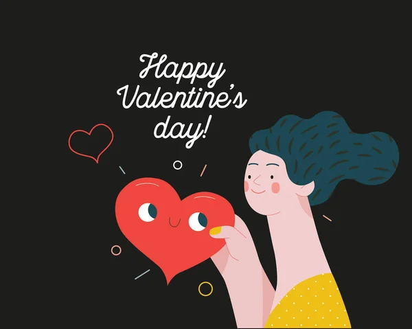 Mujer dando un corazón - Valentine graphics — Vector de stock