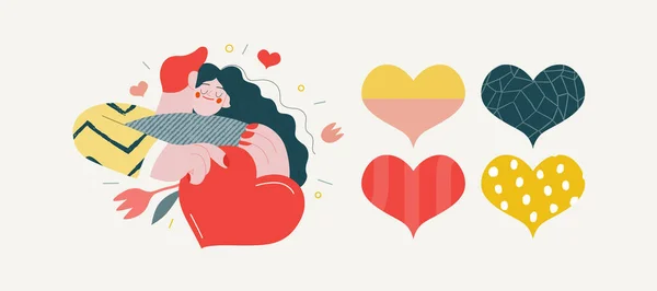 Abbracciare coppia - Grafica di San Valentino — Vettoriale Stock
