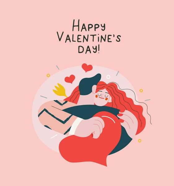 Abrazando pareja - gráficos de San Valentín — Vector de stock