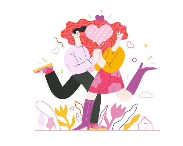 Ζευγάρι ερωτευμένο - Valentine γραφικά — Διανυσματικό Αρχείο