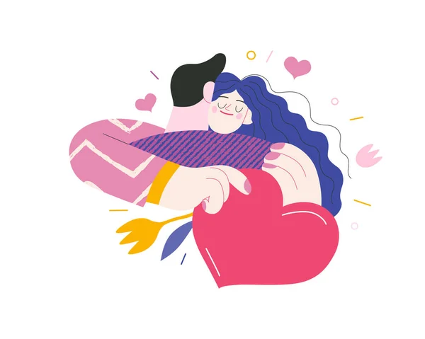 Abbracciare coppia - Grafica di San Valentino — Vettoriale Stock