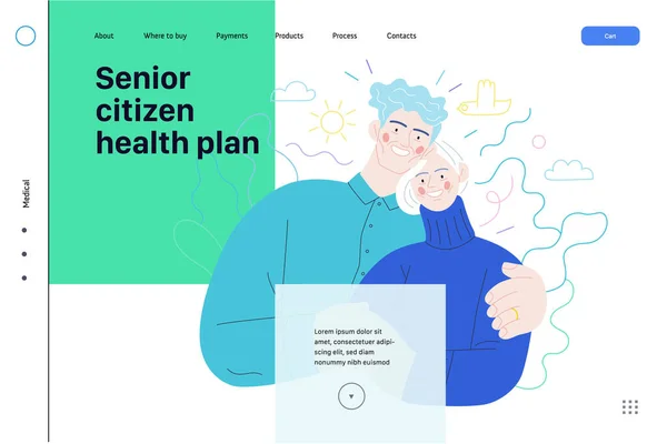 医療保険テンプレート-高齢者健康計画 — ストックベクタ