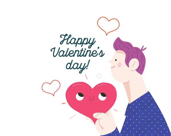 Hombre dando un corazón - gráficos de San Valentín — Vector de stock