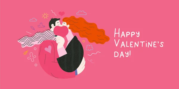 Cuplu în dragoste - Grafica Valentine — Vector de stoc