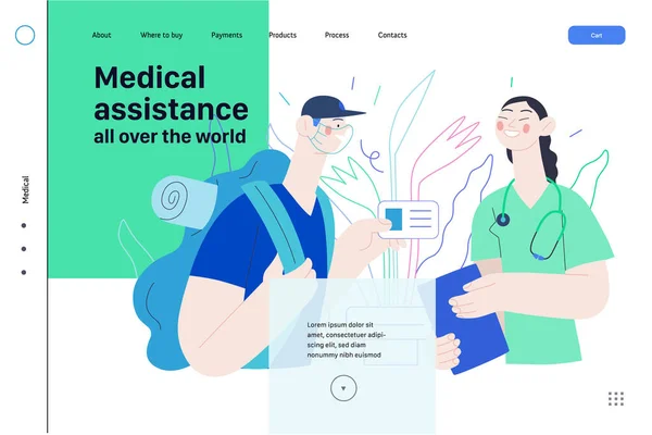 Modelo de seguro médico - assistência médica em todo o mundo — Vetor de Stock
