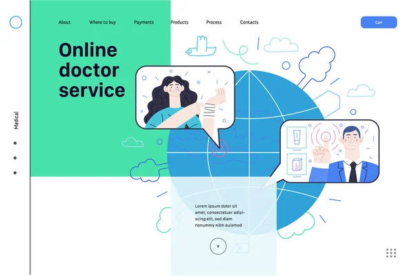 医疗保险模板-网上医生服务 — 图库矢量图片