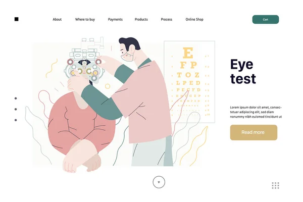Modelo de testes médicos - testes oculares e óculos de prescrição —  Vetores de Stock