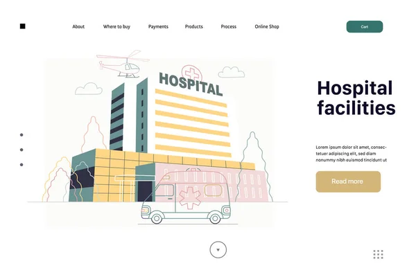 Template voor ziektekostenverzekering - ziekenhuis — Stockvector