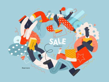 İndirim, satış, terfi, web şablonu. Düz vektör