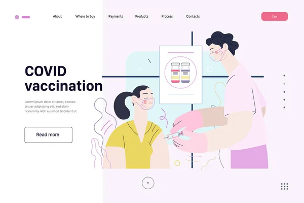 医疗保险模板- COVID-19疫苗接种时间表。平面矢量 — 图库矢量图片