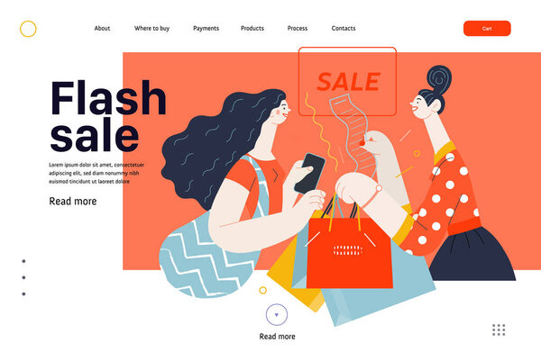 Discounts, sale, promotion, web template. Flat vector