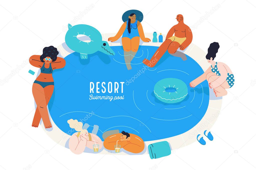 Beach resort activities, modern flat vector illustration