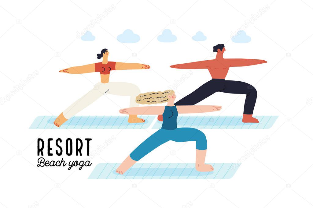 Beach resort activities, modern flat vector illustration